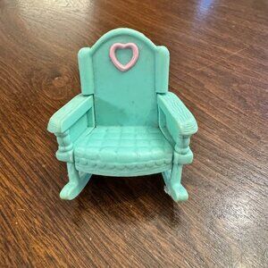 Fisher-Price Loving Family Dollhouse Furniture Green Childs Rocking Chair Heart